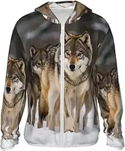 [LHBWCVN] UPF 50+ Light Jacket Full Zip Sun Protection Hoodie for Women Men Long Sleeve Pack of Wolves Sun Shirts