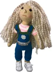 Doll Amigurumi Long Hair Crochet Handmade Soft Toy 18" tall “One Of A Kind.”