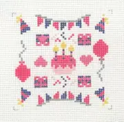Atlantic Blue Happy Birthday Mini Kaleidoscope Handpainted Needlepoint Canvas