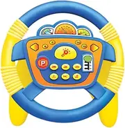 CoudarTitie Simulation Car Driving Toy Kids Electric Wheel Toy Copilot Car Steering Wheel for Boy Girls, Blue