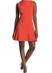 New Ted Baker Cormier Cutout Fluted Hem Dress size 3 Dk-Orange
