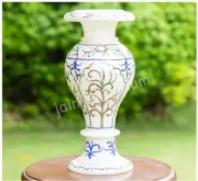 18" white Marble Flower Vase pot Inlay paua shell lapis lazuli decor home room