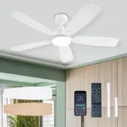 White Ceiling Fans with Lights, 52 Inch Low Profile Ceiling Fan with Light an...
