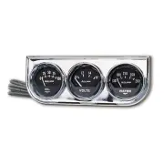 AUTO METER 2349 Autogage Black Oil/Water/Volt Gauge with Chrome Console Regular,