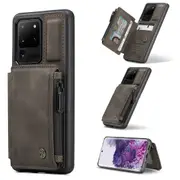 CaseMe Shockproof Samsung Galaxy S20 Ultra Leather Case Cover Wallet [Coffee]