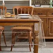 Clear Plastic Tablecloth Rectangle Vinyl Transparent PVC Table Cloth 100% Waterproof Oil-Proof Stain Resistant Wipeable Table Protector Cover for Dinning/Parties, 60 x 120 Inch.