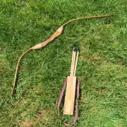 Bamboo Wooden Bow Children Bows And 3 Arrows With Arrow Quiver Outdoors Archery