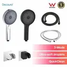 Decaura Black/Chrome Hand Held Shower Head+1.5m Shower Hose+Adhesive Holder Set