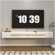 TV Stand Floating Wall Mounted TV Stand for Living Room, 70.8" Wall Mounted TV Unit with Storage, Modern White Floating TV Cabinet with Shell Decoration TV Cabinet