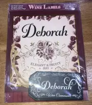 2PK PERSONALISED WINE LABELS VINTAGE W GIFT TAGS NAMES ‘DEBORAH’ GIN WHISKEY