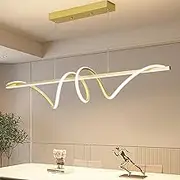 LED Pendant Light Chandelier - Modern Adjustable Hanging Pendant Light Fixture for Dining Room Kitchen Living Room Bed Room (Gold)