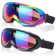 Ski Goggles, Pack of 2, Snowboard Goggles Black Multicolor/Rainbow Multicolor