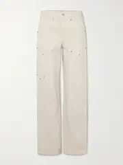 [RE/DONE] RE/DONE - Workwear Frayed Embellished Mid-rise Boyfriend Jeans - Cream - 25 25 Cream