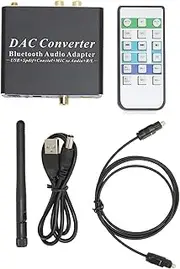 Professional DAC Converter Bluetooth 5.0 Digital to Analog Audio Adapter Coaxial Optical SPDIF Input 3.5mm Output for Home Theater and Studio Use Black Aluminum Alloy