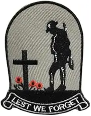 [Pinstant] Lest We Forget Veteran Fallen Hero Heroes Grave Unknown Soldier Remember Always Never Memorial Remembrance Veterans Day Vet Vets US Patriot USA 3.6" Iron On Embroidered Patch for Clothing