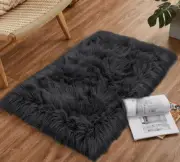 Faux Sheepskin Fluffy Super Soft Rug 2ftx3ft Black