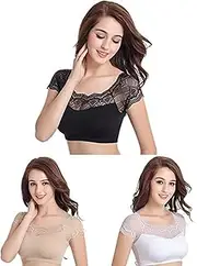 [DRESHOW] Women's Lace Stretch Silk Padded Sports Bra Top