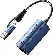 USB 3.1 USB/Type C to RJ45 Dual Port 2.5G LAN Adapter Ethernet Adapter, 2500Mbps Gigabit Network Adapter to Aluminium Compatible with MacBook/Windows/Linux/Android for Laptop, Desktop, Mobile Phones