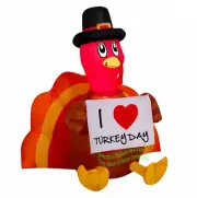 3.5' Inflatable LED Thanksgiving Pilgrim Turkey w/ Sign Yard Decoration