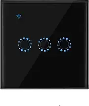 Wireless Switches WiFi Light Switch Smart Wall Compatible with Alexa Echo Home Assistant Control APP Touchable Light Switch Phone for iOS 1 2 3 Gang Black 3