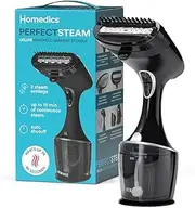 [HoMedics] PerfectSteam Deluxe Handheld Garment Steamer - Fast Heat, Turbo Power, 15-Minute Continuous Steam, Built-In Crease Attachment