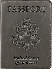 [Generic] CDC Passport Holder Vaccine Card Holder PU Leather Vaccination Card Protector Grey