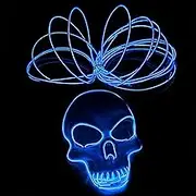 Blue EL Wire Neon Light Strip, 16ft DIY Flexible Neon EL Wire Sign Costume Light Kit for Halloween Christmas Party Festival Pub Clothing Bike Car Decoration, Glow-in-the-dark Rope Novelty Lighting