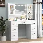 Makeup Vanity Desk with Mirror and Lights, Dressing Table with Drawers Storage