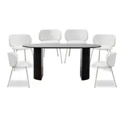 Eve Black Table and Willa Seven Piece Dining Set