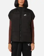 [Nike] Nike Women's Sportswear Classic Puffer Therma-fit Loose Vest Black/white - Size XL XL Black/White