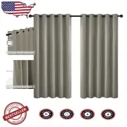 Taupe Blackout Window Drapes - 2 Panels for Noise Reduction & Style
