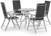 5 Piece Garden Dining Set Aluminium and Textilene Silver,Outdoor Furniture Sets-3070657
