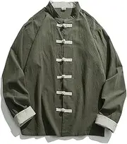 [ZIRIA] Jacket Men Traditional Chinese Clothing Linen Hanfu Top Long Sleeve Tang Suit Kung Fu Shirt Cardigan Coat M-5XL