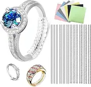 [BLESSEDNESS] Ring Size Adjuster for Loose Rings-12pcs-4 Sizes Any Sizer Spiral Silicone Tightener Set ，Invisible Ring Guards for Women and Men （With Polishing Cloth Random Color）