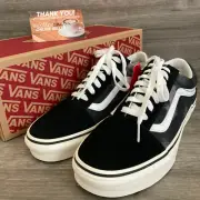 Vans Old Skool Grunge Black Marshmallow White Size 7.5 Women's New With Box NWB