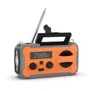 Hand Crank Emergency Radio, Solar Prower Weather Radio with AM/FM/NOAA, SOS Alarm with LED Flashlight, Portable Survival Gear for Outdoor, Orange