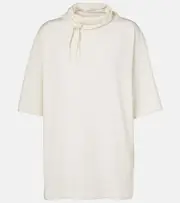 [Lemaire] Lemaire Foulard tie-neck cotton jersey T-shirt UK 14 white