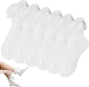 [ESOMAVRIX] 3 Pairs Ruffle Socks, Lace Cotton White Ruffle Socks, Elastic Soft Princess Cute Socks, Double Layer Lace Socks for Woman Girls, One Size, Ruffle Socks/4356