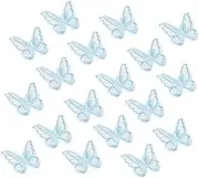 uxcell 20Pcs Butterfly Appliques Embellishments, 2.4 inches Double Layer Lace Organza Butterfly Patches Sew On Appliques for Wedding Bride Dress Clothes Hat Curtain, Light Blue