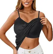 [Risipu] Top with Integrated Bra Integrated Adjustable Bra Shirt Outerwear Base Tops for Women Yoga Movement