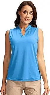 [SANTINY] Women's Sleeveless Golf Shirt V-Neck Lightweight Dry Fit Tennis Tank Tops Golf Polo Shirts for Women
