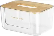 Tissue Box Holder, Facial Napkin Box Holder, Rectangular Tissue Holder, Dryer Sheet Dispenser for Bathroom, Night Stand, Countertops, Office, Table, Clear