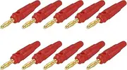 uxcell 10 Pcs 4mm Banana Plugs, 20A 9.5mm OD 53.8mm Length Speaker Wire Cable Plug Connectors, Banana Jack Connector for Speaker Wire Audio Cable, Red