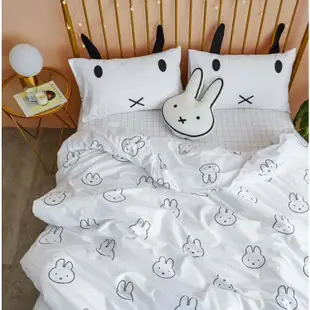 【低價】~ 日本 Miffy純棉床包四件組 米菲兔一家 米菲兔 兔兔 卡通 動漫Rabbit春夏款床包組 交換禮物 臥室