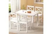 Artiss Dining Chairs and Table Dining Set 4 Seater White Kaye