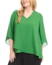 Karen Kane Plus Size Bracelet Sleeve Asymmetric Top