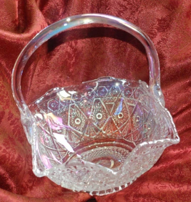 Vintage Crystal basket Bohemia Quin Lace Czech