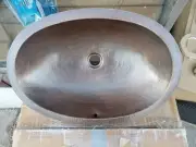 Belle Foret Model BFC12 Large Oval Lavatory Copper Undermount Sink 18 1/4" x 12