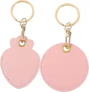 LIGHTAOTAO 2Pcs PU RFID Card Holder Keychain Fob Covers Protective Cases for Access Cards with Ring Design Compact Key Pouch Cherry Blossom Pink