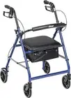Drive Medical Aluminum Rollator Walker Fold Up Removable Back Support Blue